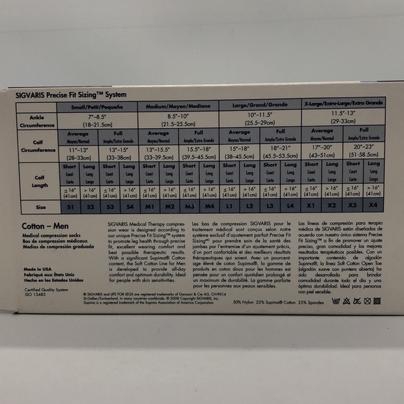 Sigvaris Men’s Black Cotton Medical Compression Sock’s - Picture 4 of 7